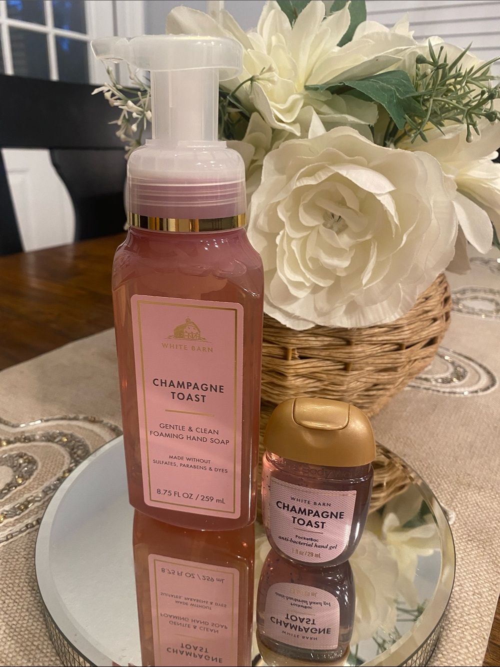 White Barn Champagne Toast Foaming Hand Soap + Sanitizer Set - Pink